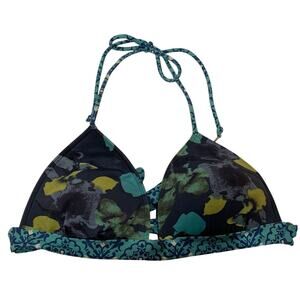 Gilly Hicks Women's Floral Blue Up Lift String Bikini Top Size Large L - EUC
